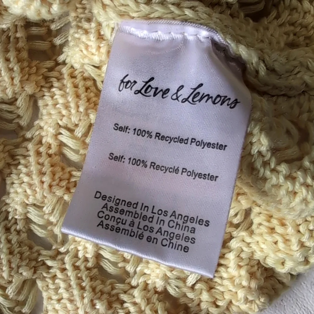 For Love & Lemons Yellow Crochet Knit Bra Top Women's Size Medium